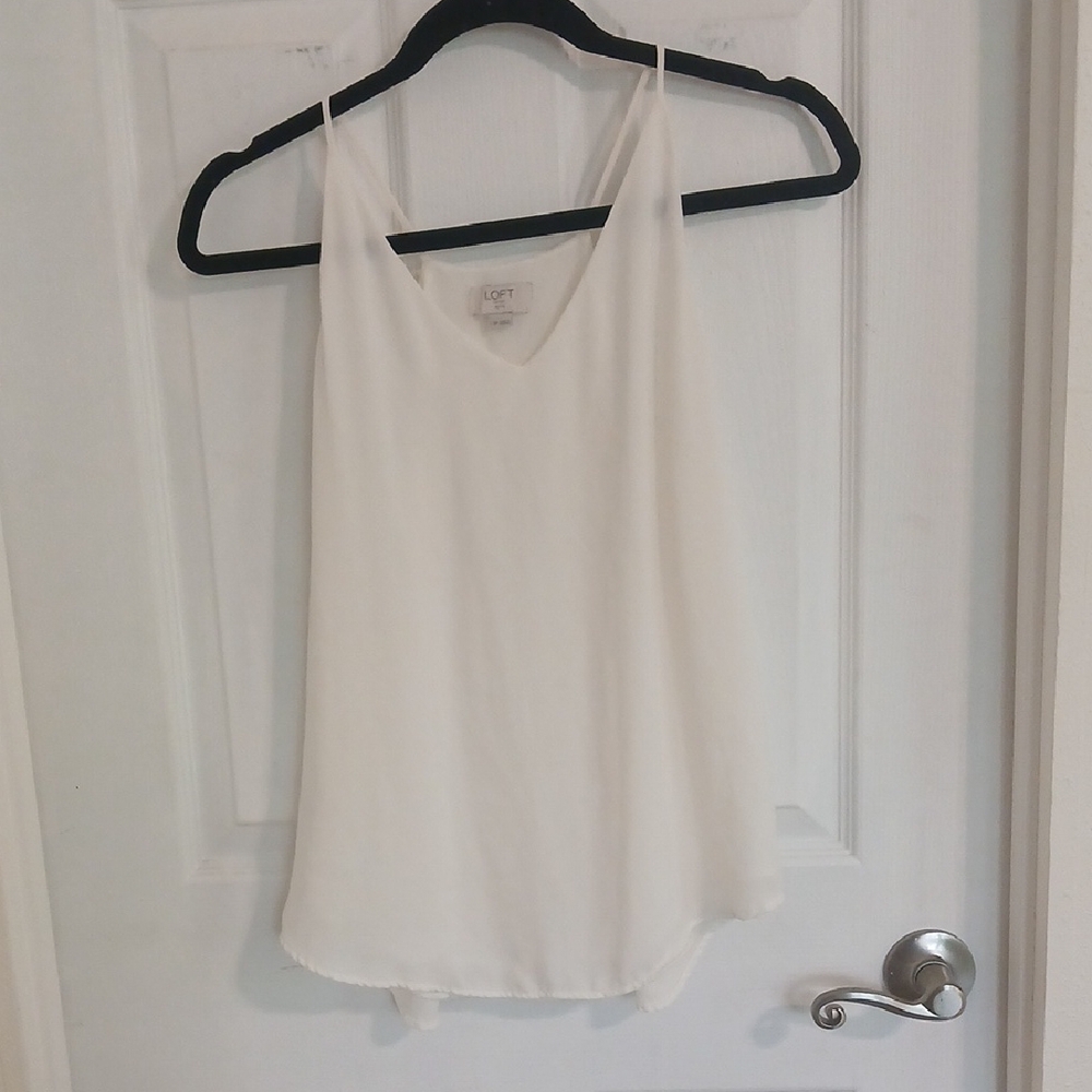 LOFT Cream Sleeveless Camisole with V-Neckline